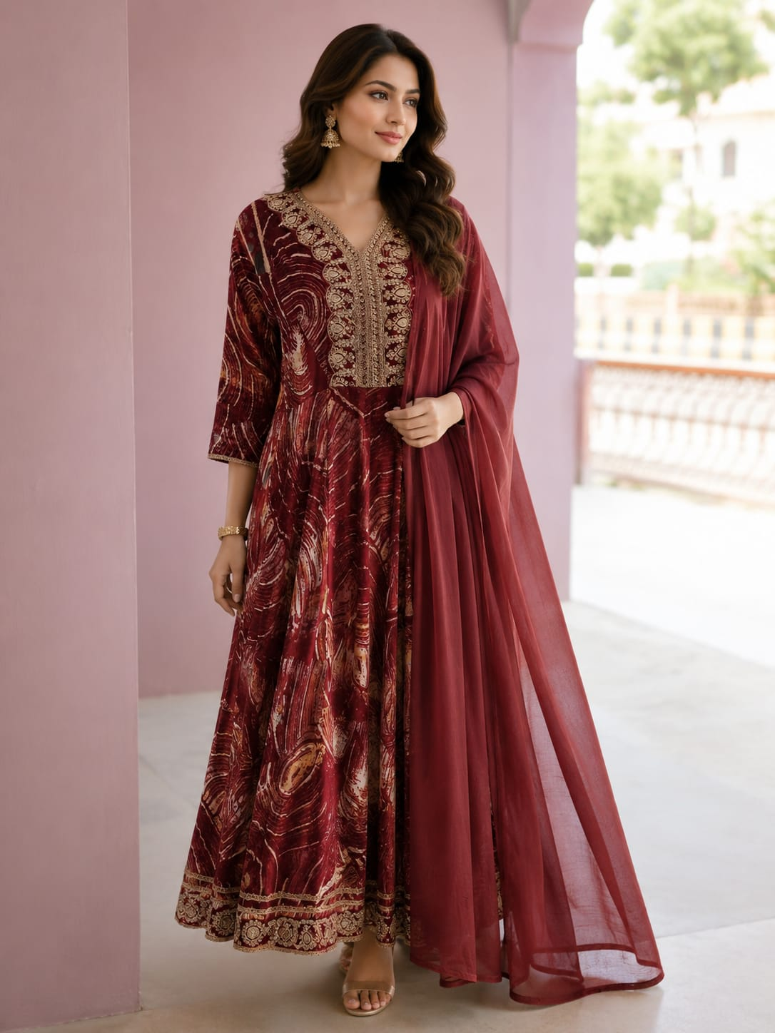 Maroon Indian ethnic dress