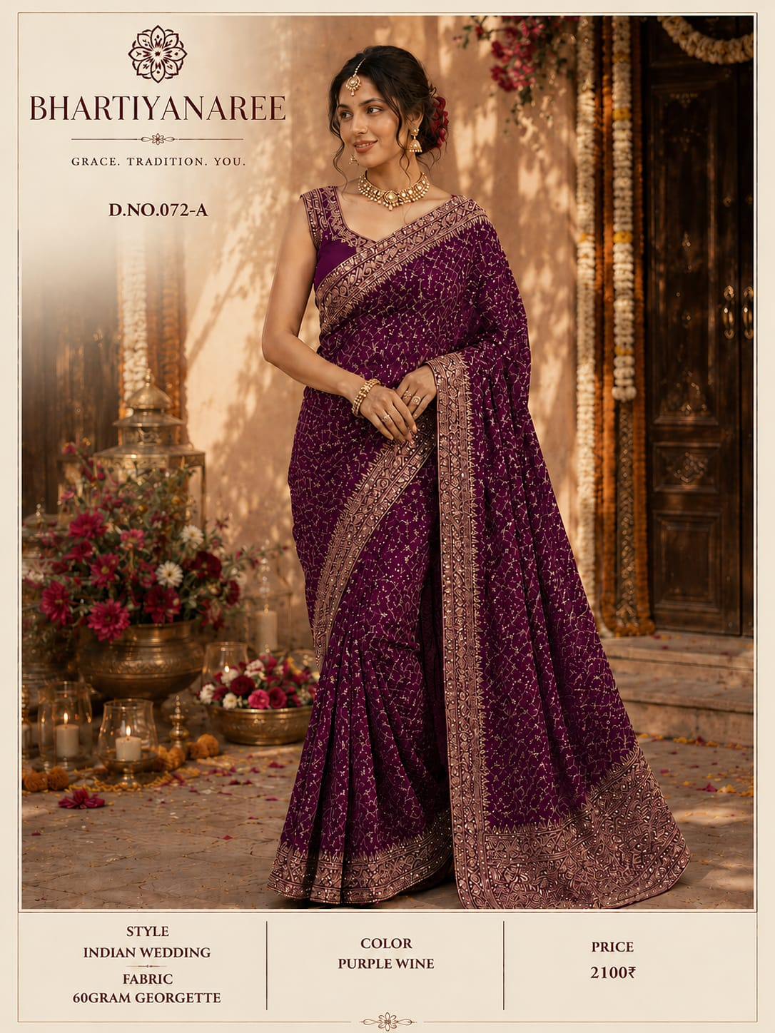 Purple wine saree