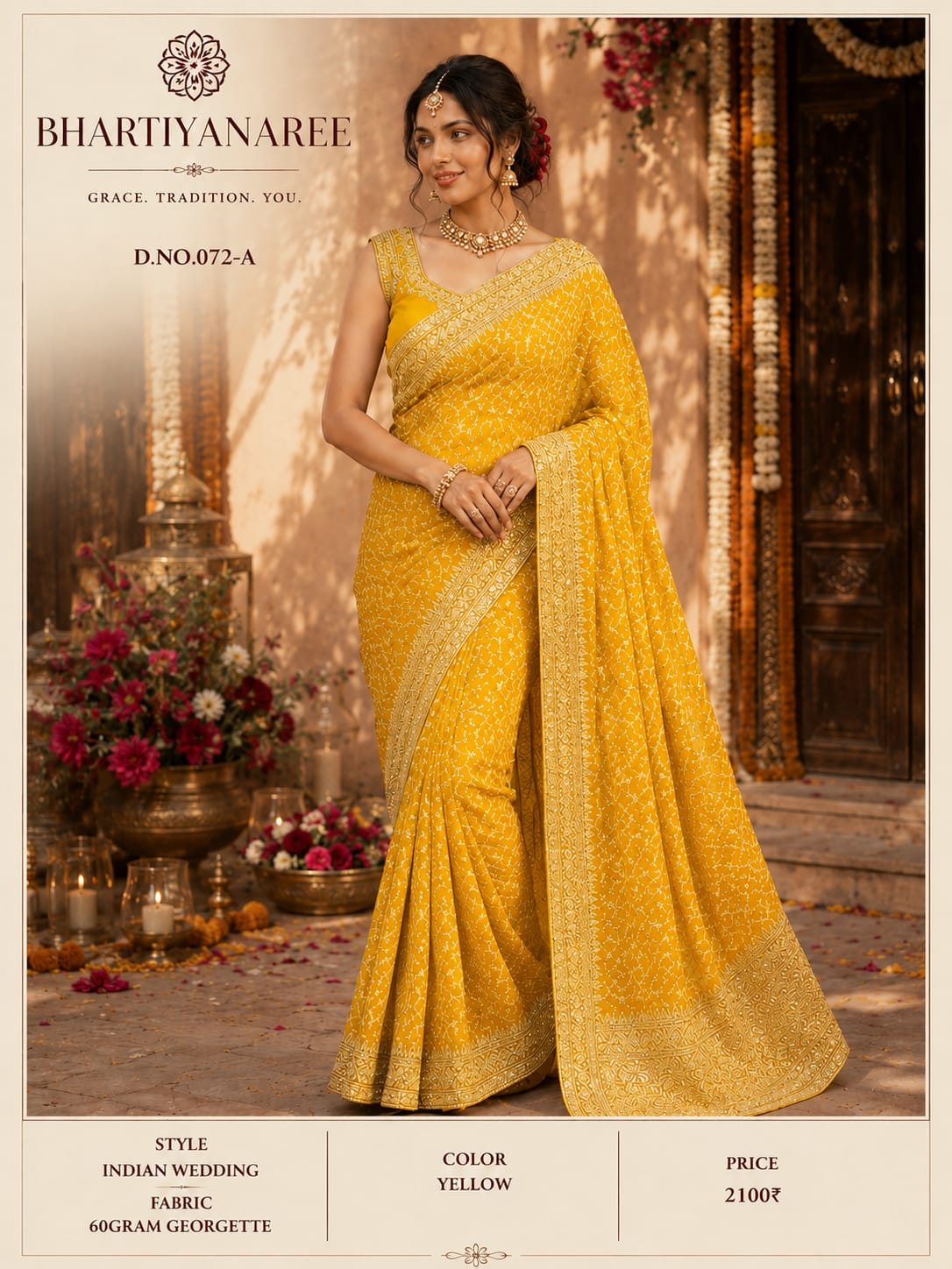 Yellow festive saree